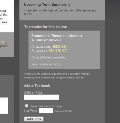 Courselect with new textbook purchase feature