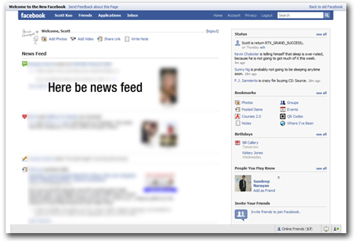New Facebook home page