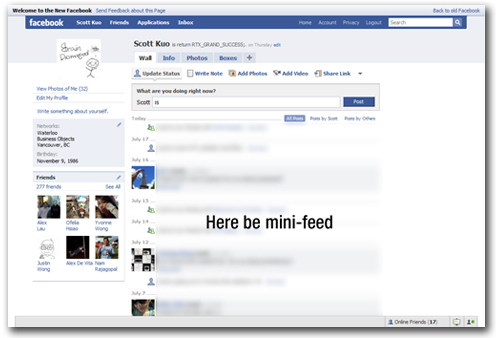 New Facebook home page